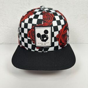 Disney Mickey Mouse Patch  Neff Hat Youth Snapback Red Roses Checkered‎